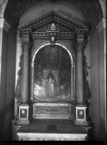 Crkva svete Katarine (sv. Dominika) (Split) : oltar svetog Dominika, pala Čudo u Surianu, 17 st. (Matej Ponzoni Pončun)