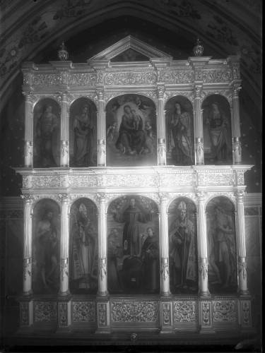 Franjevačka crkva Uznesenja Blažene Djevice Marije (Poljud, Split) : glavni oltar, poliptih, 1549. (Girolamo da Santa Croce)