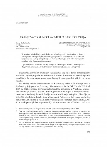 Franjevac Krunoslav Misilo i arheologija / Darko Periša