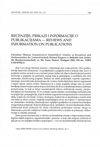 Thorau, Christian: Semantisierte Sinnlichkeit: Studien zu Rezeption und Zeichenstruktur der Leitmotivtechkin Richard Wagners (=Beihefte zum Archiv für Musikwissennschaft, sv. 50), Stuttgart : Franz Steiner, 2003 / Dalibor Davidović