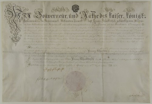 Diploma liječnika Franza Schucklitscha