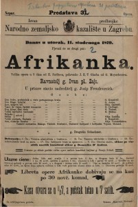 Afrikanka : velika opera u 5 čina / glasba od G. Meyerbeer-a