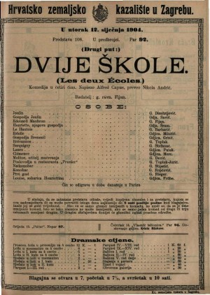 Dvije škole : komedija u četiri čina / napisao Alfred Capus