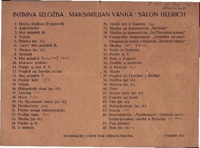Intimna izložba: Maksimilijan Vanka: Salon Ullrich