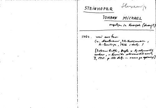 Steinhofer Johann Michael : orguljar iz Kranjske (Kranj?)