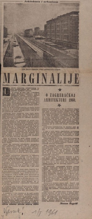 Marginalije : O zagrebačkoj arhitekturi 1960. : Vjesnik