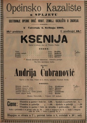 Ksenija : opera u jednom činu / od Viktora Parme