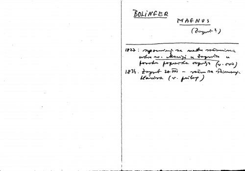 Bolinger Magnus : (Zagreb?)