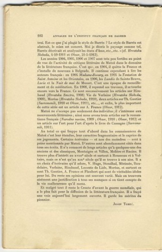 A.-G. Matoš et la littérature française 