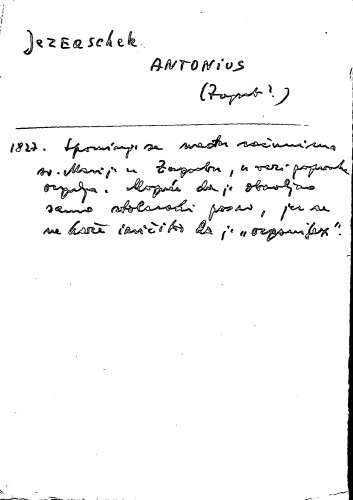 Jezeaschek Antonius : Zagreb?
