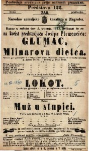 Glumac ili Mlinarova dietca : Vesela igra pjevanjem u 1 činu / napisao Josip Plemenčić. Glasba od ravnatelja orkestra g. Antuna Švarca.