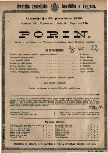 Porin : opera u pet činova / od Vatroslava Lisinskoga