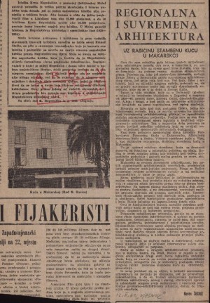 Regionalna i suvremena arhitektura : Uz Rašičinu stambenu kuću u Makarskoj : Vjesnik