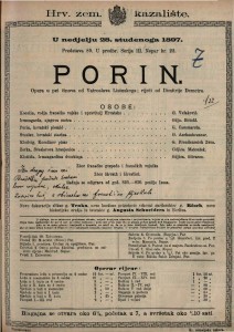 Porin : opera u pet činova / od Vatroslava Lisinskoga