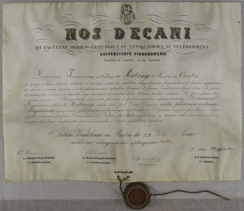 Diploma magistra farmacije Franje Kubanyija ml.