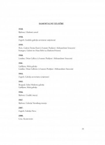 Popis izložbi i spomenika te izbor važnijih nagrada akademika Vojina Bakića