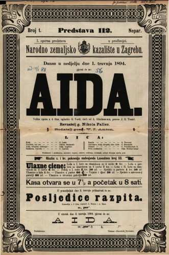 Aida : Velika opera u 4 čina / uglazbio G. Verdi