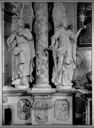 Crkva svetog Franje Ksaverskog (Zagreb) : glavni oltar, 1757., sveti Josip i sveta Katarina