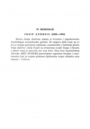 In memoriam Josip Andreis (1909-1982)