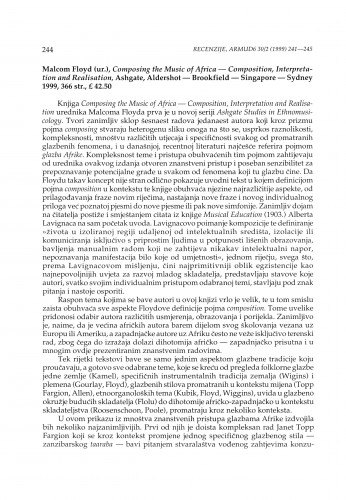 Composing the music of Africa : composition, interpretation and realisation, ur. Malcom Floyd, Ashgate, 1999. / Mojca Piškor