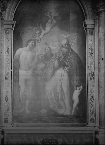 Katedrala svetog Jakova (Šibenik) : Sveti Sebastijan i sveti Fabijan, 1635., oltarna pala (Filippo Zaniberti)