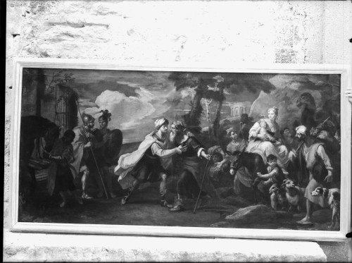 Crkva Svetog Duha (Split) : Susret Josipa i Jakova, ulje na platnu, oko 1720. (Girolamo Brusaferro)