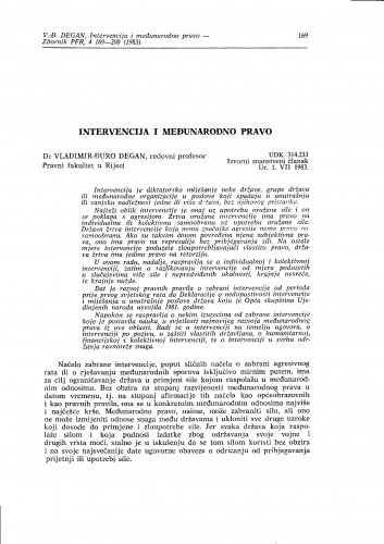 Intervencija i međunarodno pravo / Vladimir-Đuro Degan