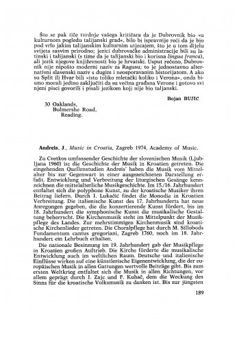 Andreis, J., "Music in Croatia"