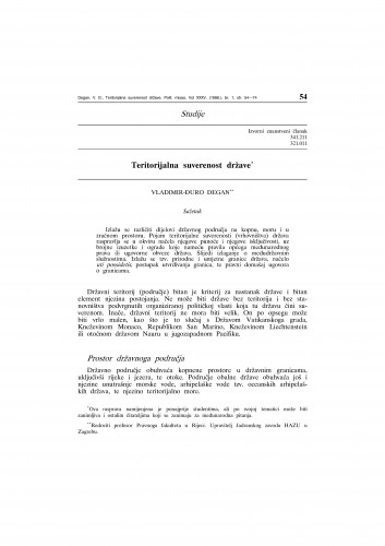 Teritorijalna suverenost države / Vladimir-Đuro Degan