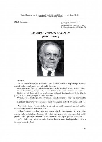 Akademik Tomo Bosanac : (1918. - 2003.) / Zijad Haznadar