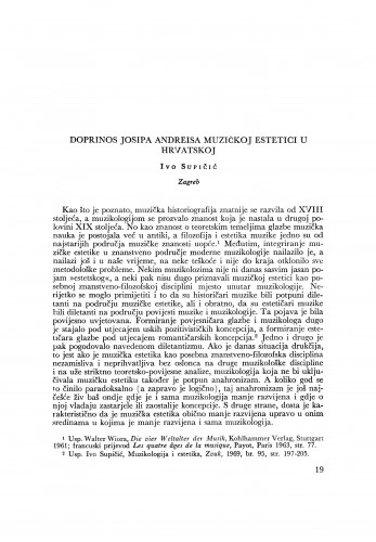 Doprinos Josipa Andreisa muzičkoj estetici u Hrvatskoj / Ivo Supičić