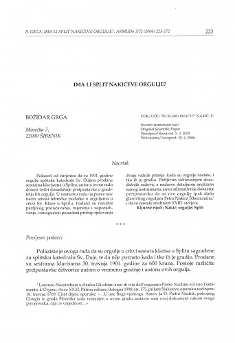 Ima li Split Nakićeve orgulje? / Božidar Grga