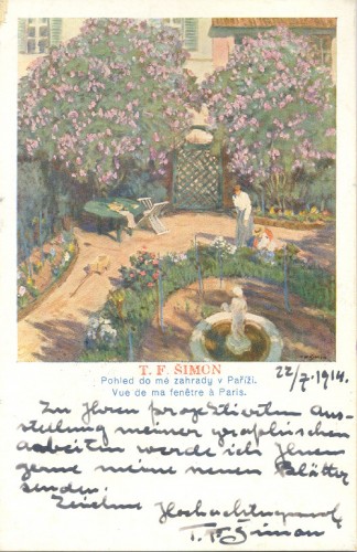 Dopisnica T.F. Šimona Antunu Ullrichu, Bechyne (Češka), 22.7.1914.