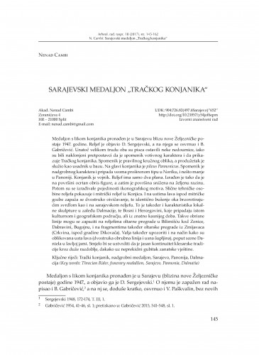 Sarajevski medaljon „Tračkog konjanika“ / Nenad Cambi
