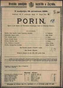 Porin : Opera u pet činova / od Vatroslava Lisinskoga