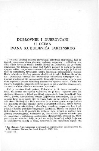 Dubrovnik i Dubrovčani u očima Ivana Kukuljevića Sakcinskog / Ivo Perić