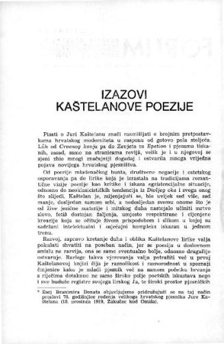 Izazovi Kaštelanove poezije / Branimir Donat