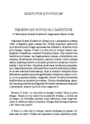 Umjetnost poučava i zaštićuje / s Gabrijelom Rukelj Kraškovič razgovarao Mario Kolar 