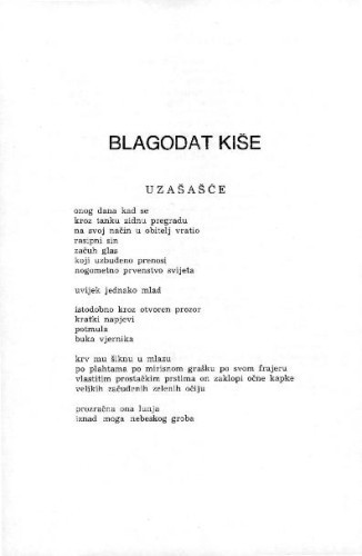 Blagodat kiše: Uzašašće ; Muha ; Dippe ; Ulica Vaugirard ; Lutecijske arene ; A. D. je umro / Samuel Beckett ; preveo Dragutin Dumančić