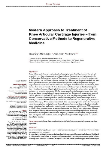 Modern Approach to Treatment of Knee Articular Cartilage Injuries – From Conservative Methods to Regenerative Medicine
 / Matej Črep, Marko Pećina, Afan Ališić, Alan Ivković