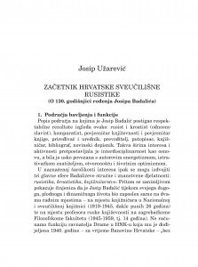 Začetnik hrvatske sveučilišne rusistike : (o 130. godišnjici rođenja Josipa Badalića) / Josip Užarević