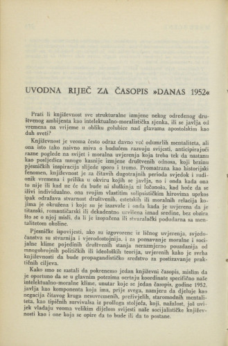 Uvodna riječ za časopis 