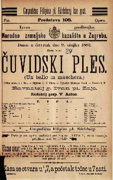 Čuvidski ples : Velika opera u 3 čina / Uglasbio Giuseppe Verdi  =  Un ballo in maschera