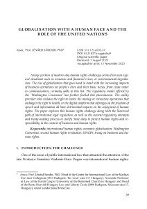 Globalisation with a Human Face and the Role of the United Nations / Lénárd Sándor