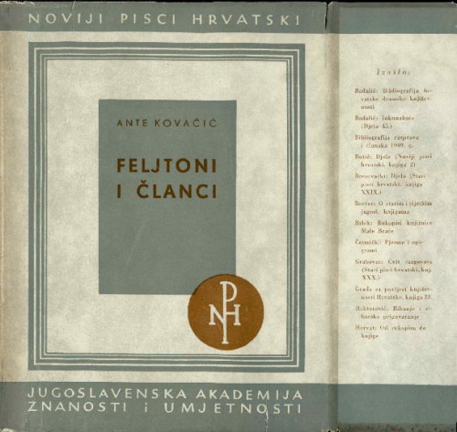 Feljtoni i članci / Ante Kovačić ; priredio Milan Ratković