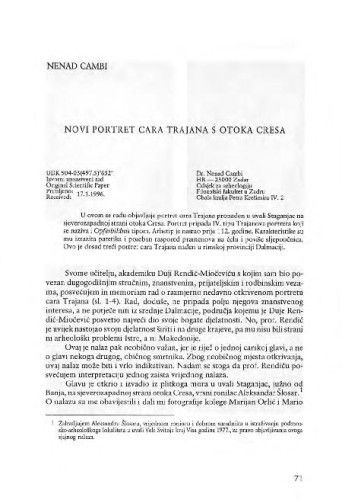 Novi portret cara Trajana s otoka Cresa / Nenad Cambi