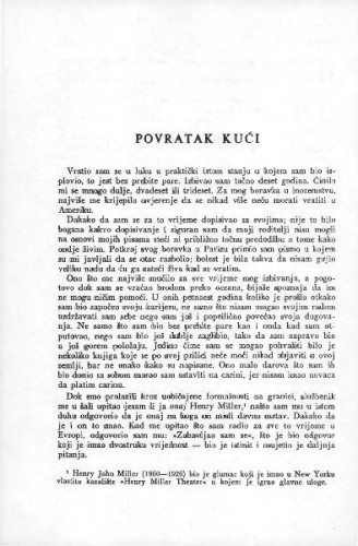 Povratak kući / H. Miller ; preveo Zlatko Crnković 