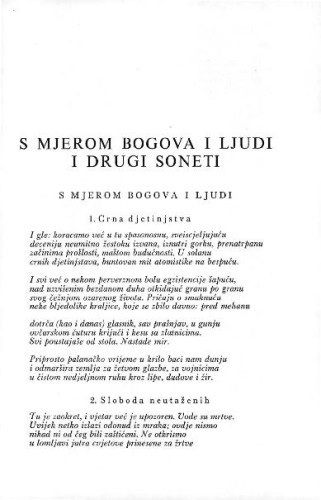 S mjerom bogova i ljudi i drugi soneti / V. Parun