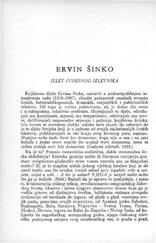 Ervin Šinko : izlet čudesnog izletnika / M. Matković