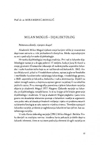 Milan Moguš - dijalektolog / Mira Menac-Mihalić